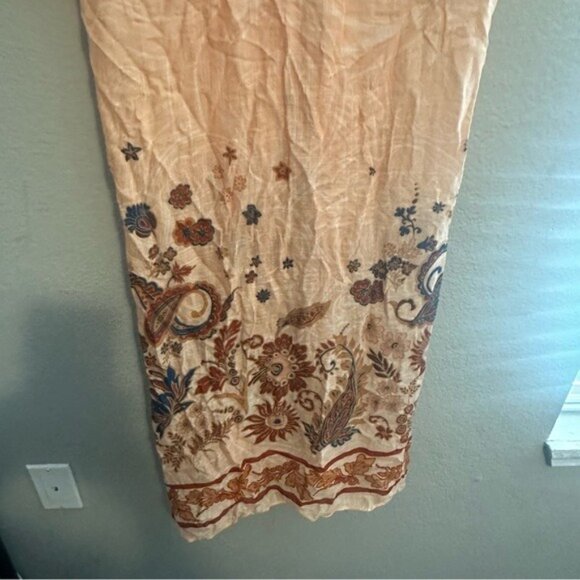 Wonderly Boho Viscose Swim Cover-Up One Size Peach Floral Paisley Kimono Chic - Picture 7 of 11
